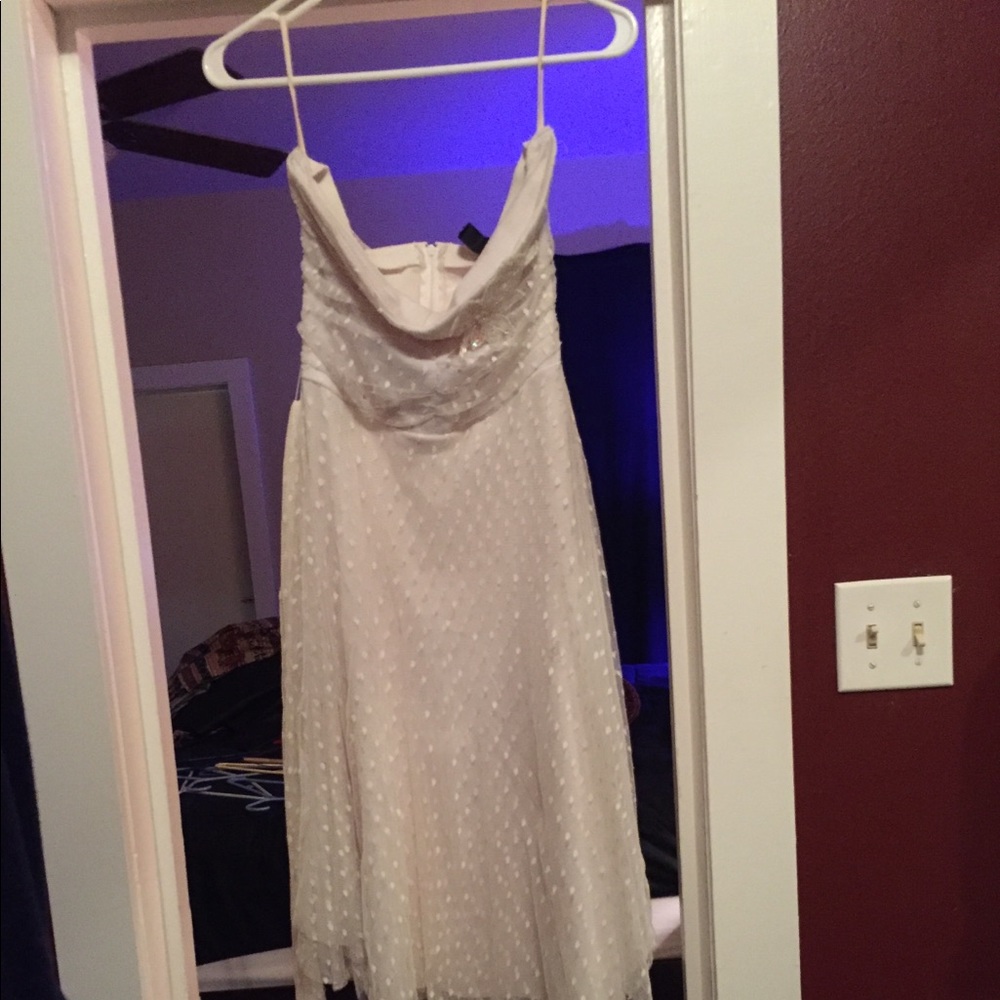 White strapless lace dress